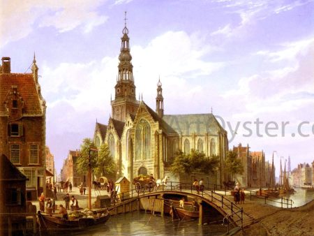 A Capriccio View Of Amsterdam by Cornelis Christiaan Dommelshuizen - Hand-Painted Oil Painting on Canvas For Cheap