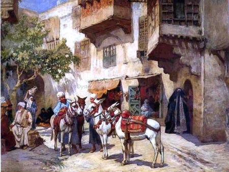 Marketplace in North Africa by Frederick Arthur Bridgeman - Hand-Painted Oil Painting on Canvas For Discount