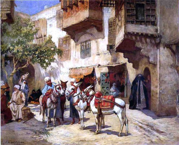 Marketplace in North Africa by Frederick Arthur Bridgeman - Hand-Painted Oil Painting on Canvas For Discount