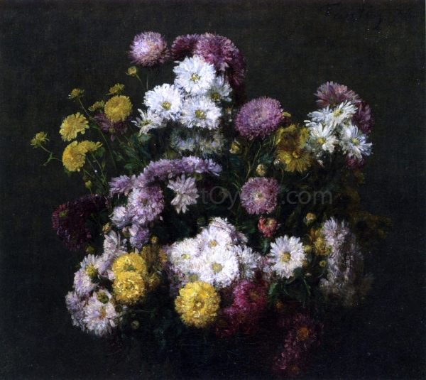 Flowers, Chrysanthemums by Henri Fantin-Latour - Hand-Painted Oil Painting on Canvas Supply