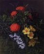 Allemanda, Ixora and Orchids by Johan Laurentz Jensen - Hand-Painted Oil Painting on Canvas Online Sale