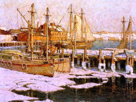 A Gloucester Harbor Scene by Frederick John Mulhaupt - Hand-Painted Oil Painting on Canvas Sale