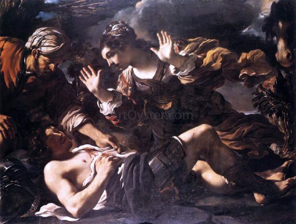 Ermina Finds the Wounded Tancred by Guercino - Hand-Painted Oil Painting on Canvas Discount