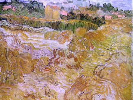 Wheat Fields with Auvers in the Background by Vincent Van Gogh - Hand-Painted Oil Painting on Canvas Hot on Sale