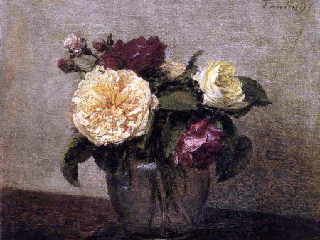 Yellow and Red Roses by Henri Fantin-Latour - Hand-Painted Oil Painting on Canvas Online