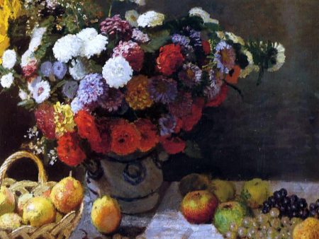 Flowers and Fruit by Claude Oscar Monet - Hand-Painted Oil Painting on Canvas Online