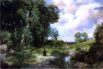 Young Girl in a Long Island Landscape by Thomas Moran - Hand-Painted Oil Painting on Canvas Hot on Sale