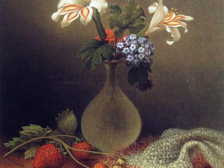 A Vase of Corn Lilies and Heliotrope by Martin Johnson Heade - Hand-Painted Oil Painting on Canvas Online