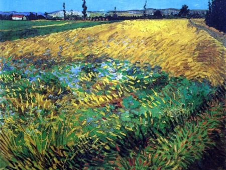 Wheat Field with the Alpilles Foothills in the Background by Vincent Van Gogh - Hand-Painted Oil Painting on Canvas For Sale