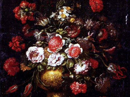 Still Life of Flowers in a Gilt Vase by Andrea Scacciati - Hand-Painted Oil Painting on Canvas Supply