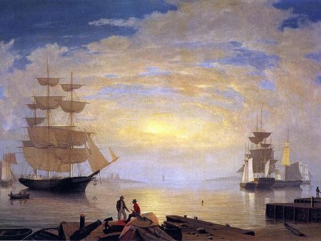 A Gloucester Harbor at Sunrise Scene by Fitz Hugh Lane - Hand-Painted Oil Painting on Canvas Cheap