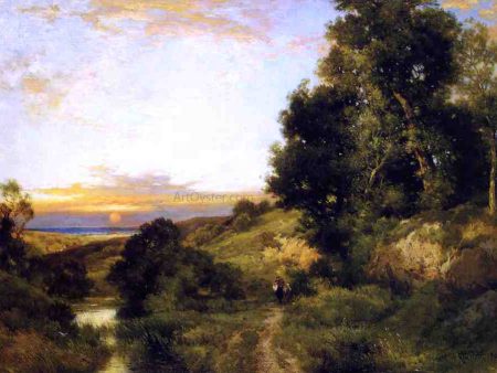 A Late Afternoon in Summer by Thomas Moran - Hand-Painted Oil Painting on Canvas Fashion