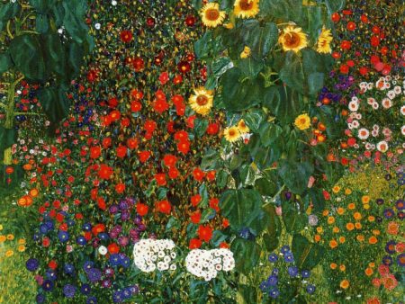 A Farm Garden with Sunflowers by Gustav Klimt - Hand-Painted Oil Painting on Canvas Fashion