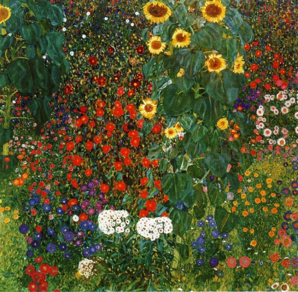 A Farm Garden with Sunflowers by Gustav Klimt - Hand-Painted Oil Painting on Canvas Fashion