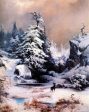 Winter in the Rockies by Thomas Moran - Hand-Painted Oil Painting on Canvas For Discount