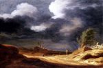 A Dune Landscape with Travellers on a Path by Pieter Molyn - Hand-Painted Oil Painting on Canvas on Sale