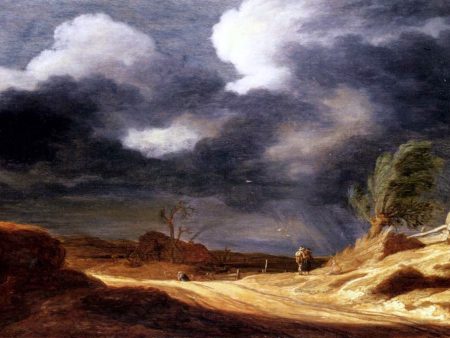 A Dune Landscape with Travellers on a Path by Pieter Molyn - Hand-Painted Oil Painting on Canvas on Sale