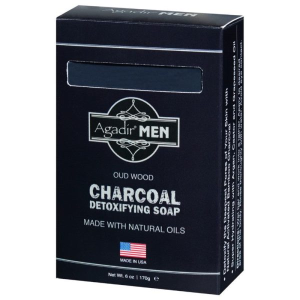 Valomasis muilas vyrams Agadir Men Oud Wood Charcoal Detoxifying Soap AGDM6041, tinka sausai odai, 100% veganiškas, 85 g Discount